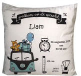 Geboortekussen bus blauw/mint Geboortekussen bus blauw/mint