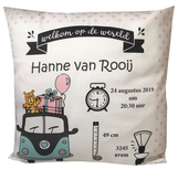 Geboortekussen bus roze/mint Geboortekussen bus roze/mint