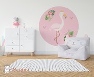 Muursticker rond flamingo Muursticker rond flamingo