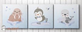 Canvas drieluik Waggel en vriendjes, walrus, Waggel en zeehond Canvas drieluik Waggel en vriendjes, walrus, Waggel en zeehond