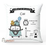 Geboortekussen bus blauw/mint Geboortekussen bus blauw/mint