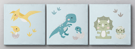 Canvas drieluik dino’s Canvas drieluik dino’s