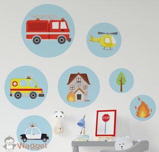 Muursticker set rond stoere voertuigen Muursticker set rond stoere voertuigen