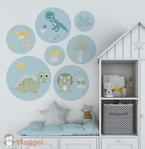 Muursticker set rond dino´s Muursticker set rond dino´s