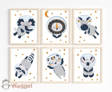 Poster set met 6 Ruimtevriendjes sale Poster set met 6 Ruimtevriendjes sale
