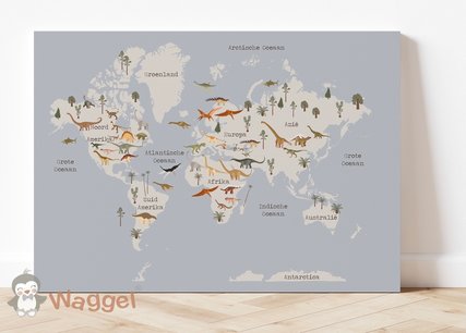 Canvasdoek dino wereldkaart Canvasdoek dino wereldkaart
