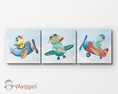 Canvas drieluik dino vlieg avontuur Canvas drieluik dino vlieg avontuur