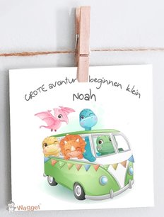 Geboortekaartje dino bus avontuur Geboortekaartje dino bus avontuur