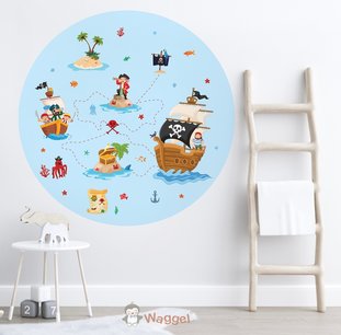 Muursticker rond stoere piraten Muursticker rond stoere piraten