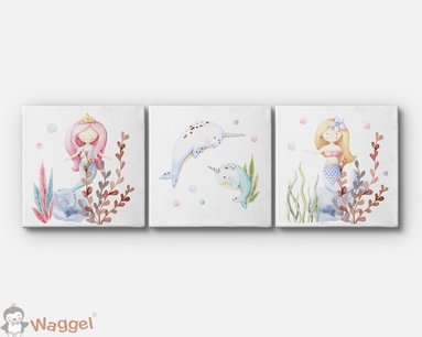 Canvas drieluik onderwaterwereld zeemeerminnen Canvas drieluik onderwaterwereld zeemeerminnen