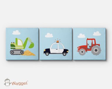 Canvas drieluik stoere voertuigen Canvas drieluik stoere voertuigen