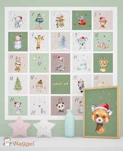 Jungle advent kalender muursticker 42x42 cm Jungle advent kalender muursticker 42x42 cm