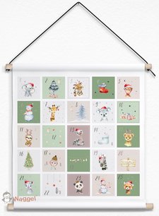 Jungle advent kalender stoffen poster Jungle advent kalender stoffen poster