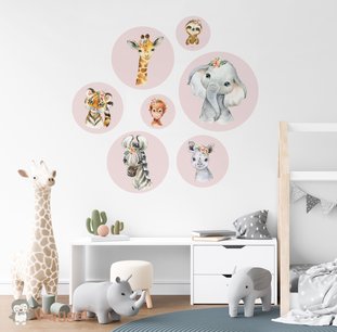 Muurcirkel set jungle roze Muurcirkel set jungle roze