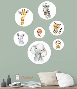 Muurcirkel set 1 jungle wit Muurcirkel set 1 jungle wit