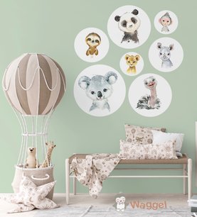 Muurcirkel set 2 jungle wit Muurcirkel set 2 jungle wit