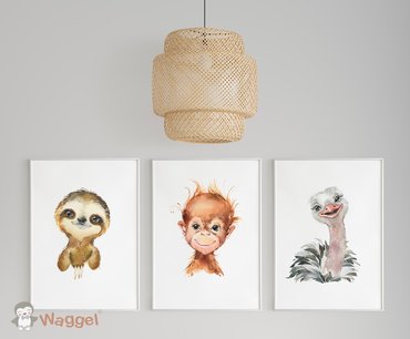 Poster set 3 jungle vriendjes Poster set 3 jungle vriendjes