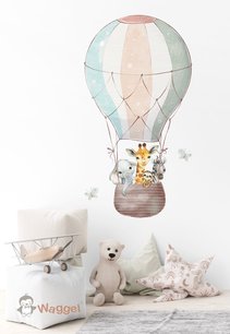 Muursticker jungle luchtballon Muursticker jungle luchtballon
