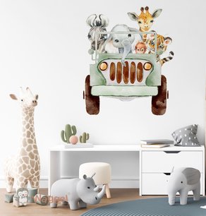 Muursticker jungle jeep Muursticker jungle jeep