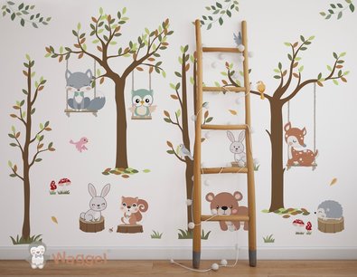 Behang sample bosdieren bomen Behang sample bosdieren bomen