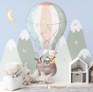 Behang boerderijvriendjes luchtballon Behang boerderijvriendjes luchtballon