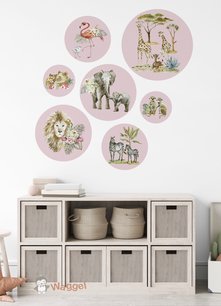 Muurcirkel set tropical roze Muurcirkel set tropical roze