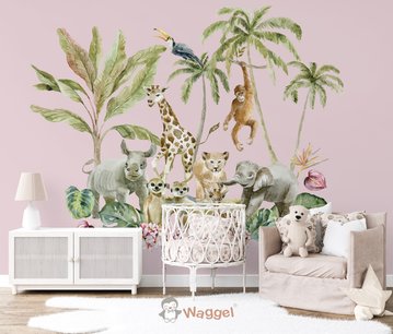 Behang sample tropical roze Behang sample tropical roze