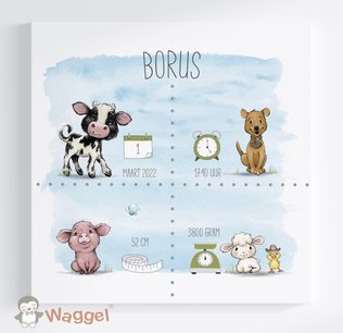 Geboorteschilderij boerderijdieren Geboorteschilderij boerderijdieren