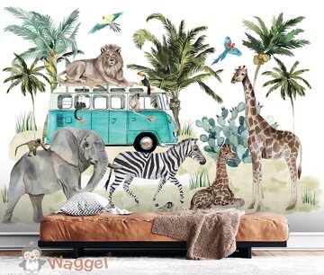 Behang jungle dreams bus mint Behang jungle dreams bus mint
