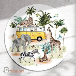 Muurcirkel jungle dreams bus yellow Muurcirkel jungle dreams bus yellow