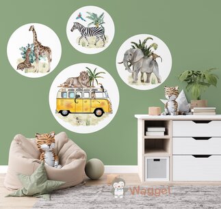 Muurcirkel set jungle dreams bus yellow Muurcirkel set jungle dreams bus yellow