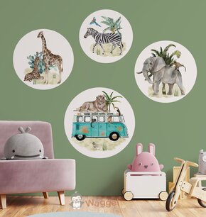 Muurcirkel set jungle dreams bus mint Muurcirkel set jungle dreams bus mint