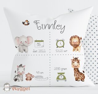 Geboortekussen little jungle friends Geboortekussen little jungle friends