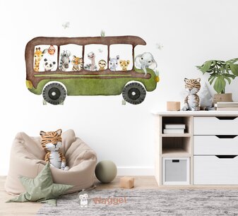 Muursticker jungle bus Muursticker jungle bus