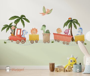 Behang little dino friends train Behang little dino friends train