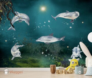 Behang sample deep in the sea dolphins Behang sample deep in the sea dolphins