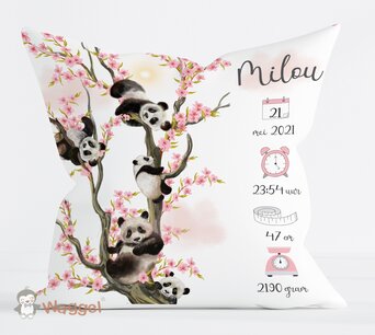 Geboortekussen panda tree of love Geboortekussen panda tree of love