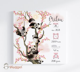 Geboorteschilderij panda tree of love Geboorteschilderij panda tree of love