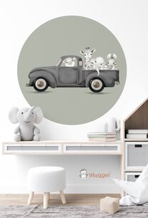 Muurcirkel jungle zwart/wit Muurcirkel jungle zwart/wit