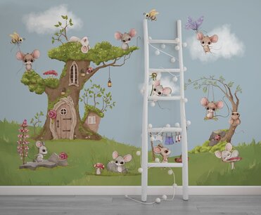 Behang Mouseville treehouse Behang Mouseville treehouse