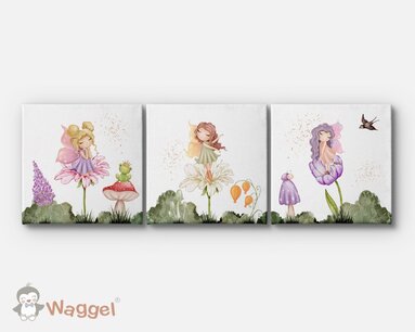 Canvas drieluik bloemen elfjes Canvas drieluik bloemen elfjes
