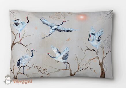 Sierkussen 60x40 cm kraanvogels Sierkussen 60x40 cm kraanvogels