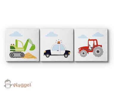Canvas drieluik stoere voertuigen Canvas drieluik stoere voertuigen