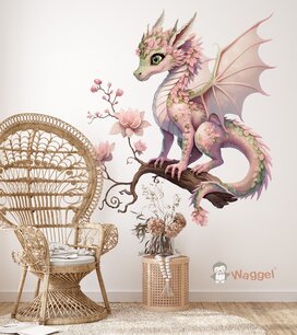 Behang draak roze Behang draak roze