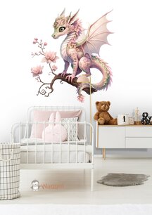 Muursticker draak roze Muursticker draak roze