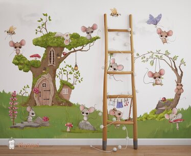 Behang sample Mouseville treehouse Behang sample Mouseville treehouse