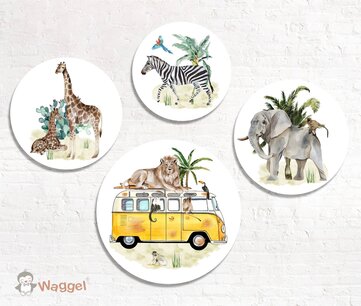Muurcirkel set jungle bus geel Muurcirkel set jungle bus geel