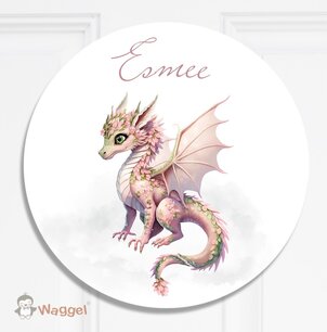 Naambordje rond draak roze Naambordje rond draak roze