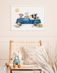 Poster boerderijdieren truck 70x50 cm Poster boerderijdieren truck 70x50 cm
