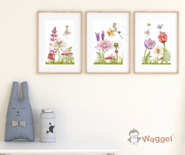 Poster set van 3 Mouseville Flowers Poster set van 3 Mouseville Flowers